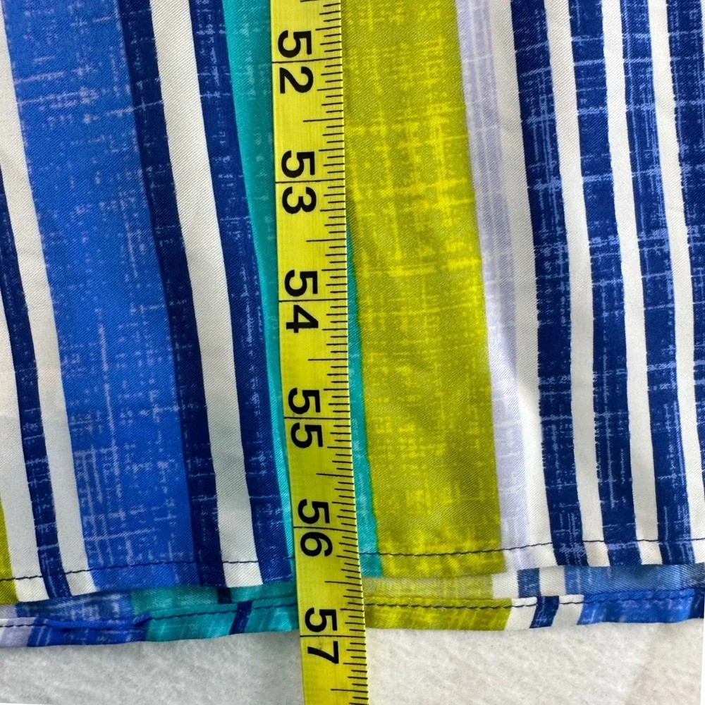 Donna Morgan Lime Blue Striped Maxi Dress Spaghetti Strap Side Slit Size 16 NEW - Picture 14 of 16